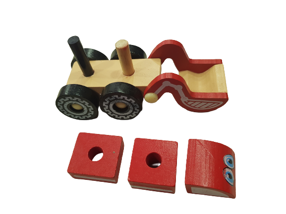 Играчка Фадрома, Дървена, Червена, Разглобяема, 15х5 см