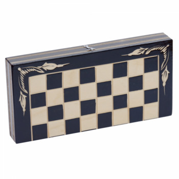 Шах и табла Ahelos, Дървена кутия, Дървени фигури, Черен, 65х65 см
