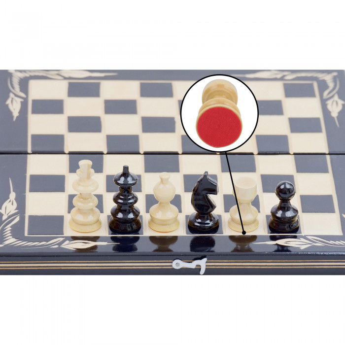 Шах и табла Ahelos, Дървена кутия, Дървени фигури, Черен, 65х65 см