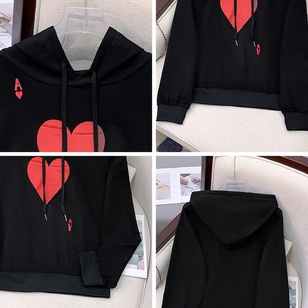 Naiste vabaaja kapuutsiga dressipluus - musta värvi