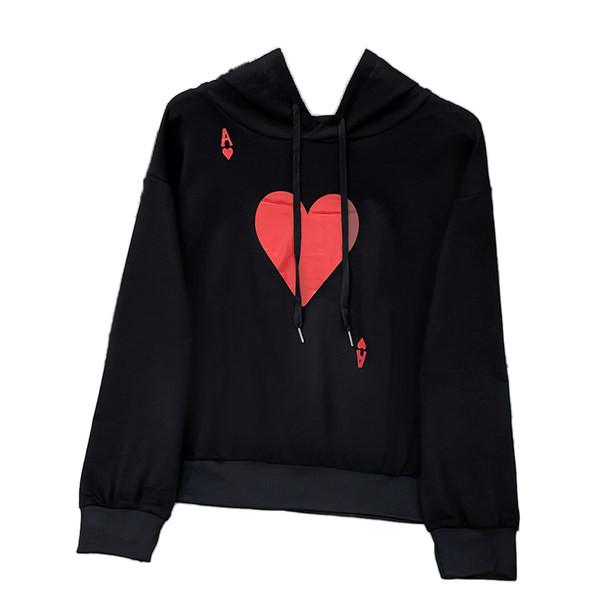 Naiste vabaaja kapuutsiga dressipluus - musta värvi