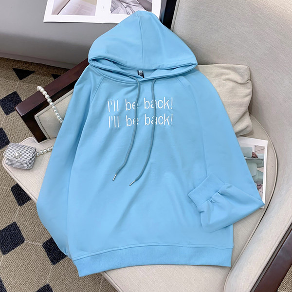 Naiste vabaaja kapuutsiga dressipluus tikitud kirjaga