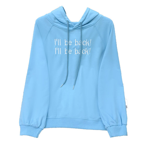 Naiste vabaaja kapuutsiga dressipluus tikitud kirjaga