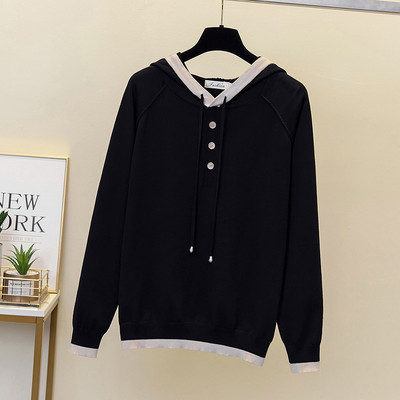 Γυναικείο φούτερ με κουκούλα με κουμπιά