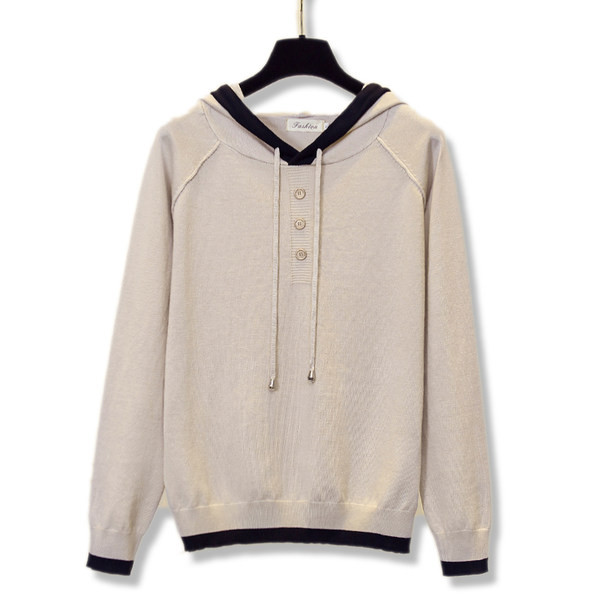 Γυναικείο φούτερ με κουκούλα με κουμπιά