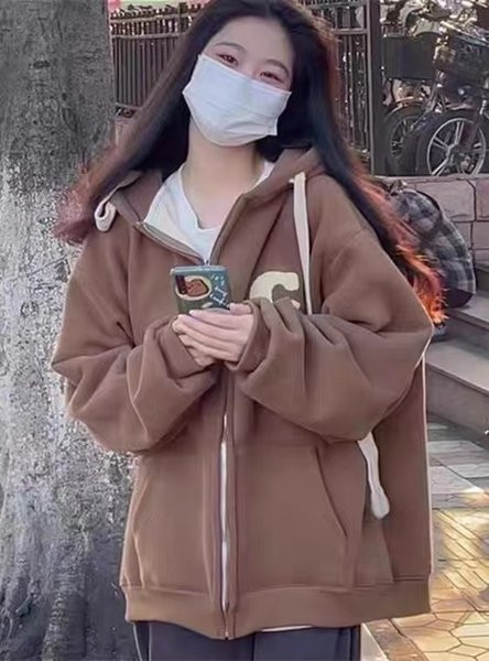 Vabaaja naiste kapuutsiga tõmblukuga dressipluus