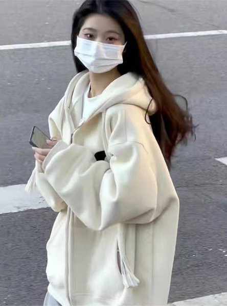 Vabaaja naiste kapuutsiga tõmblukuga dressipluus