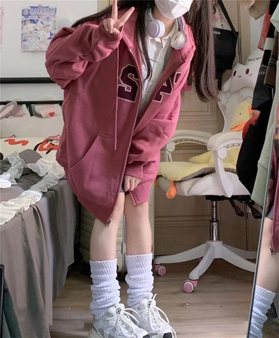 Casual φούτερ για γυναίκες με τσέπες κεντήματος και  κορδόνια