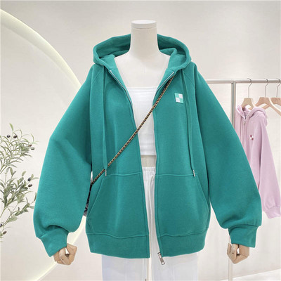 Широк модел дамски суичър с качулка и връзки подходящ за ежедневието