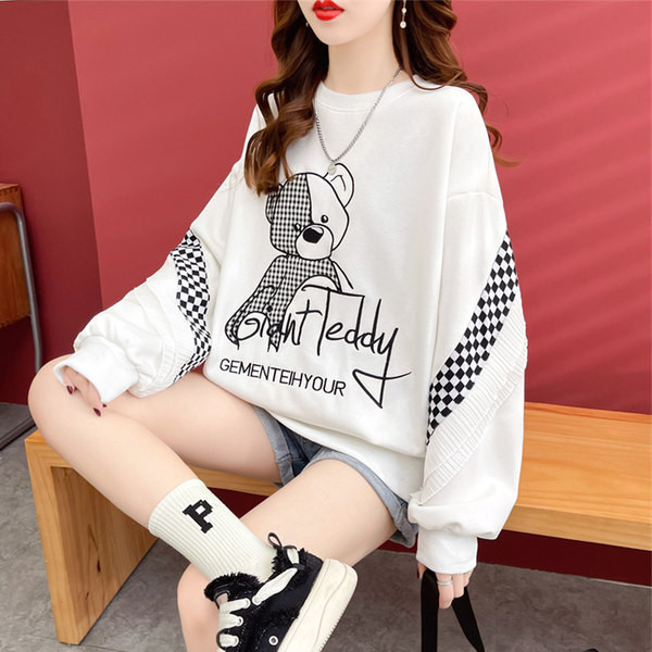 Γυναικείο φούτερ με κέντημα και στρογγυλή λαιμόκοψη