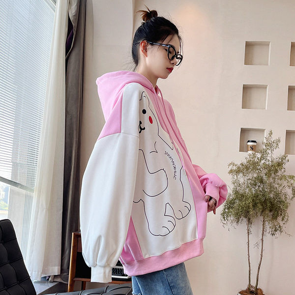 Široki model ženske majice s kapuljačom - tri boje