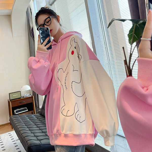 Široki model ženske majice s kapuljačom - tri boje