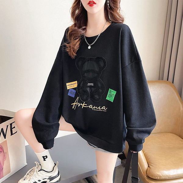 Φαρδύ μοντέλο γυναικείο φούτερ με οβάλ λαιμόκοψη