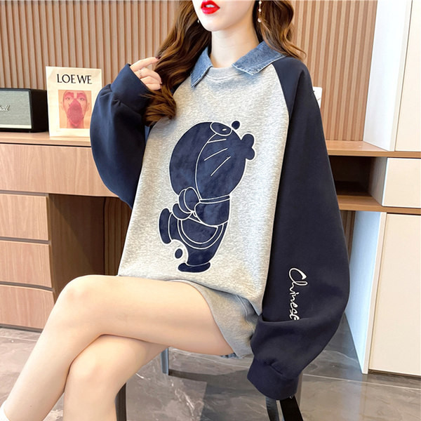 Casual γυναικείο φούτερ με κέντημα - τρίχρωμο