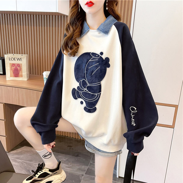 Casual γυναικείο φούτερ με κέντημα - τρίχρωμο