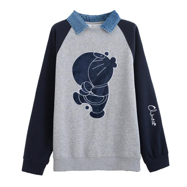 Casual γυναικείο φούτερ με κέντημα - τρίχρωμο