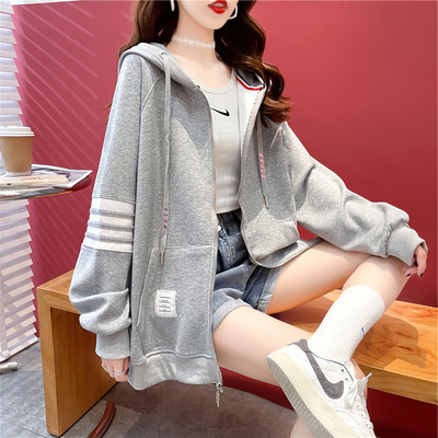 Alkalmi női kapucnis pulóver cipzárral