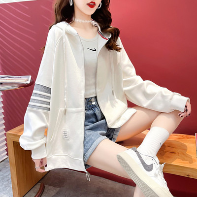 Alkalmi női kapucnis pulóver cipzárral