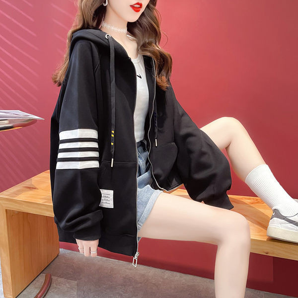 Alkalmi női kapucnis pulóver cipzárral