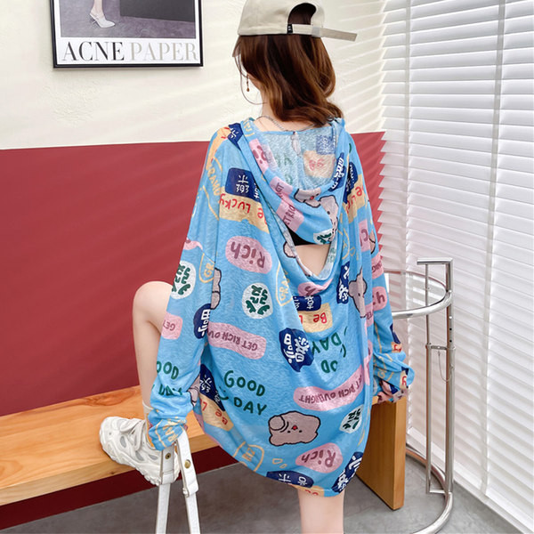 Šareni ženski dugi sweatshirt s kapuljačom