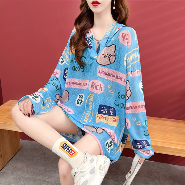 Šareni ženski dugi sweatshirt s kapuljačom