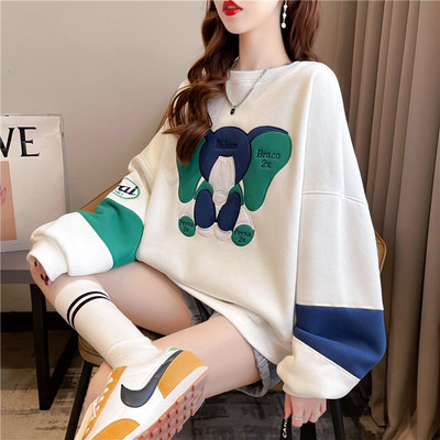 Φαρδύ γυναικείο φούτερ με οβάλ λαιμόκοψη - τρία χρώματα