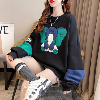 Φαρδύ γυναικείο φούτερ με οβάλ λαιμόκοψη - τρία χρώματα