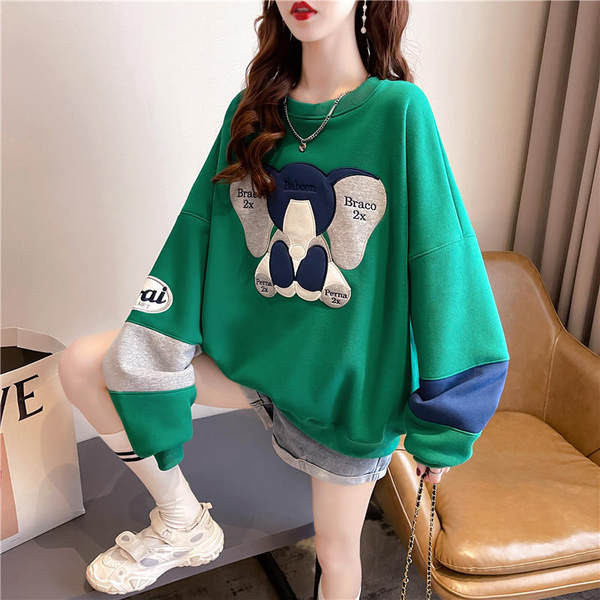 Φαρδύ γυναικείο φούτερ με οβάλ λαιμόκοψη - τρία χρώματα