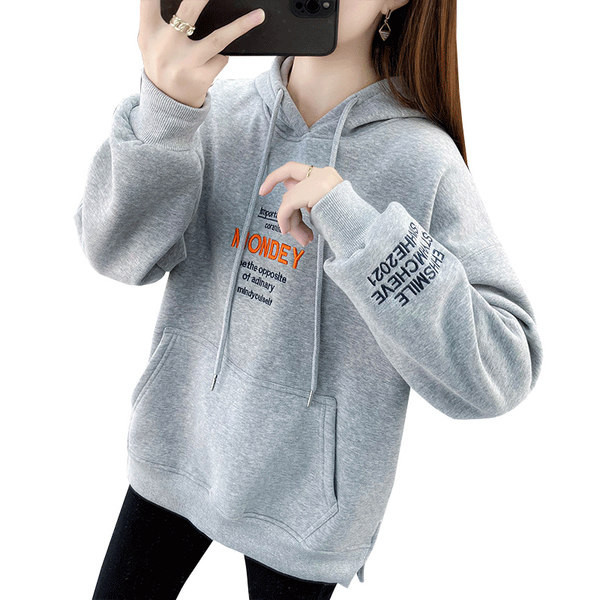 Νέο μοντέλο γυναικείο φούτερ με κεντημένα γράμματα και κορδόνια