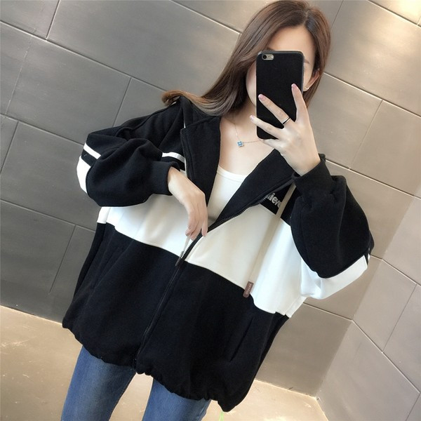 Γυναικείο φούτερ chic μοντέλο με φερμουάρ και κορδόνια