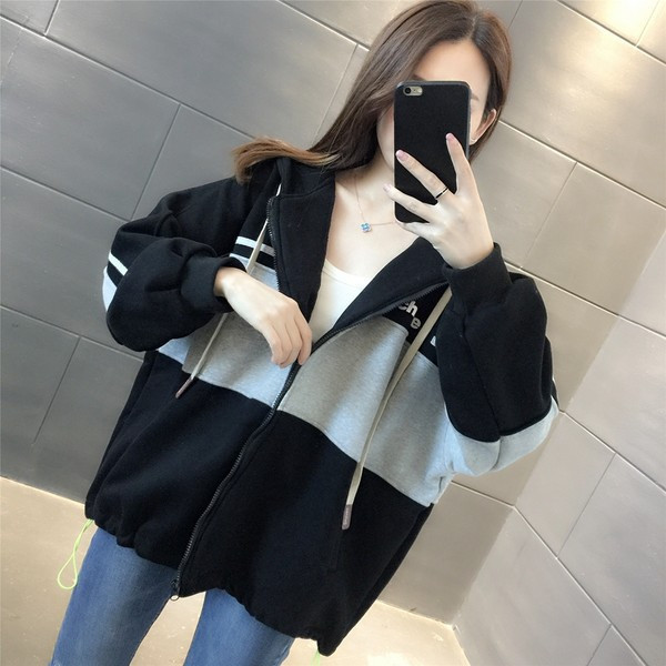 Γυναικείο φούτερ chic μοντέλο με φερμουάρ και κορδόνια