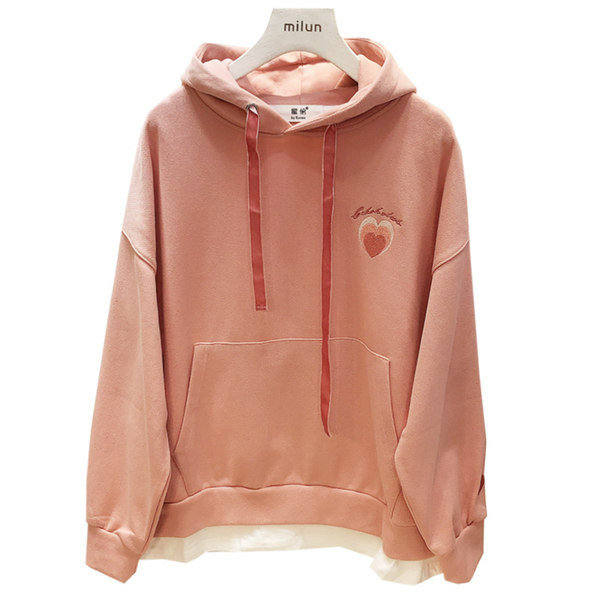 Ženska široka majica s kapuljačom s vezama i izvezenim natpisima