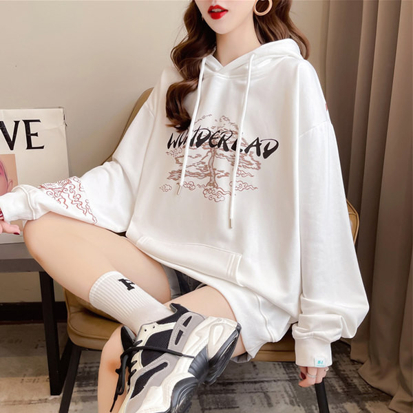 Модерен дамски суичър с цветна щампа на гърба