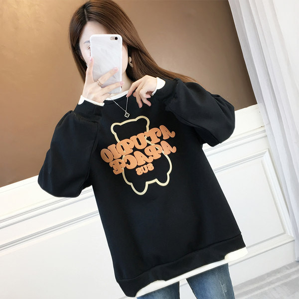 Laia mudeliga naiste dressipluus ovaalse dekoltee ja trükiga