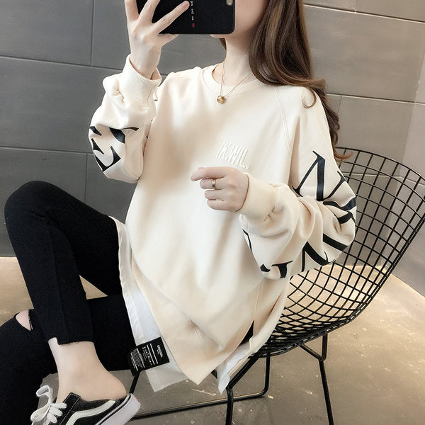 Γυναικείο μακρύ φούτερ με στρογγυλή λαιμόκοψη σε πολλά χρώματα