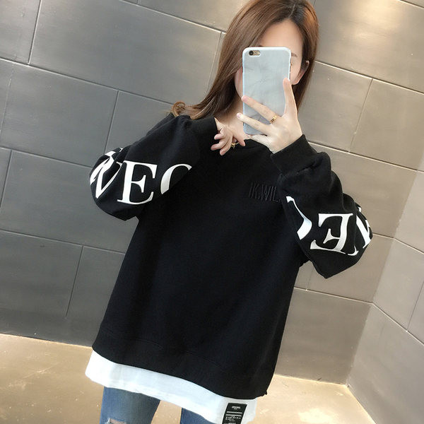 Γυναικείο μακρύ φούτερ με στρογγυλή λαιμόκοψη σε πολλά χρώματα