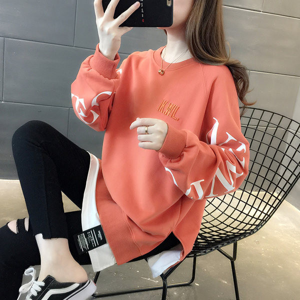 Γυναικείο μακρύ φούτερ με στρογγυλή λαιμόκοψη σε πολλά χρώματα