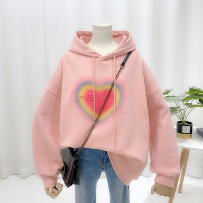 Μοντέρνο γυναικείο φούτερ με στάμπα με κουκούλα