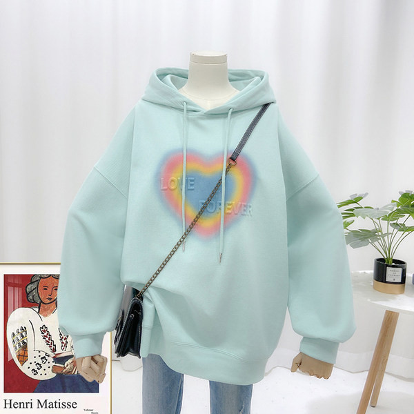 Μοντέρνο γυναικείο φούτερ με στάμπα με κουκούλα