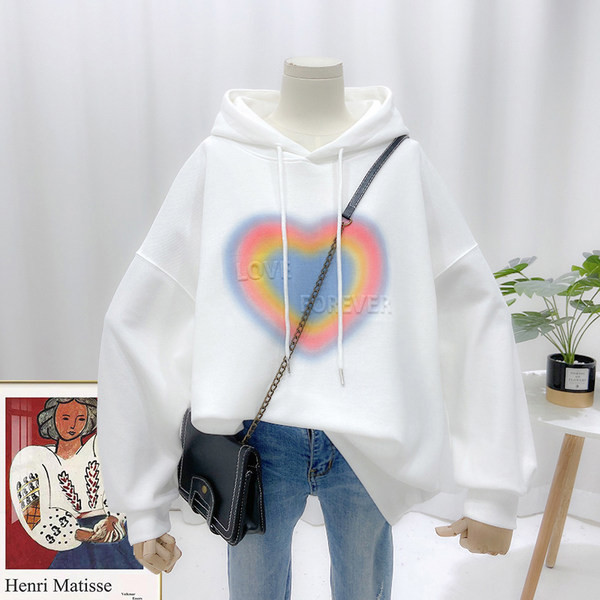 Μοντέρνο γυναικείο φούτερ με στάμπα με κουκούλα