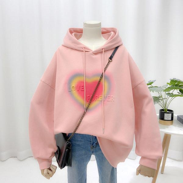 Μοντέρνο γυναικείο φούτερ με στάμπα με κουκούλα