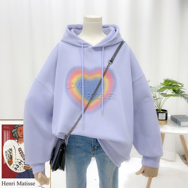 Μοντέρνο γυναικείο φούτερ με στάμπα με κουκούλα