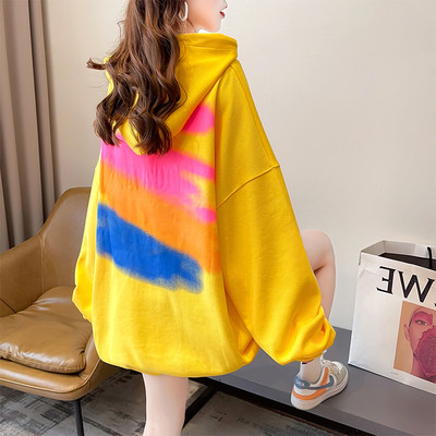 Широк модел дамски суичър с качулка нов модел