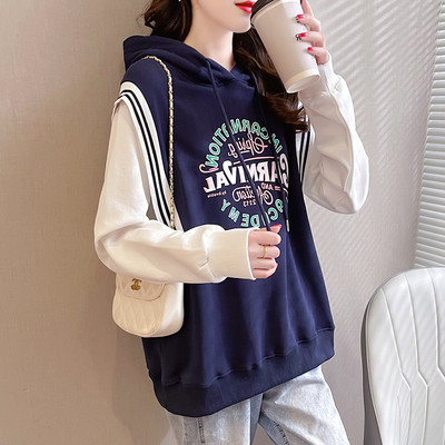 Γυναικείο φθινοπωρινό πουλόβερ με κουκούλα και διακοσμητική μπορντούρα