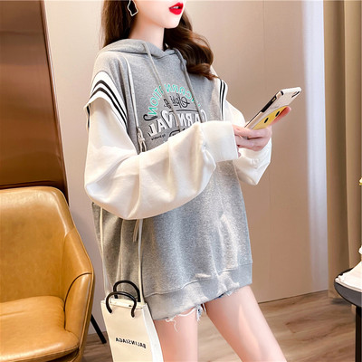 Γυναικείο φθινοπωρινό πουλόβερ με κουκούλα και διακοσμητική μπορντούρα