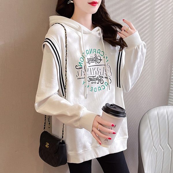 Γυναικείο φθινοπωρινό πουλόβερ με κουκούλα και διακοσμητική μπορντούρα