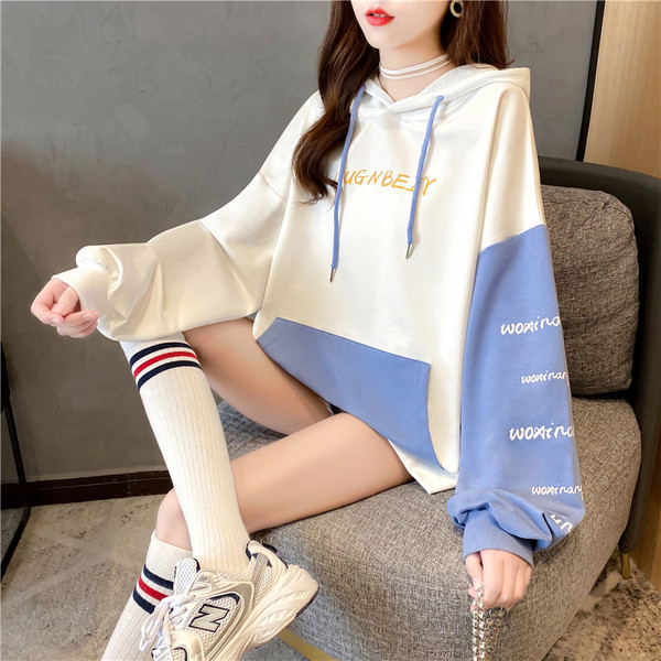 Casual γυναικείο φούτερ με κουκούλα με κορδόνια και τσέπη