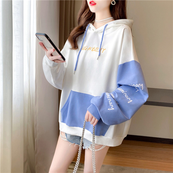 Casual γυναικείο φούτερ με κουκούλα με κορδόνια και τσέπη