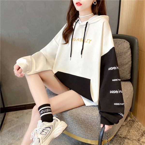 Casual γυναικείο φούτερ με κουκούλα με κορδόνια και τσέπη