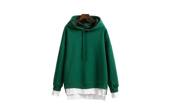 Дамски суичър с качулка и средна дължина 